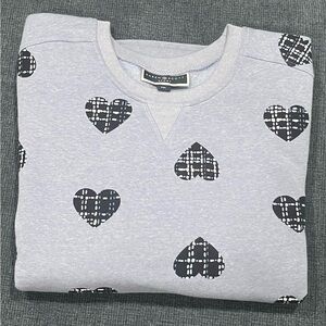 Karen Scott Sport Blue Heart Pattern Crewneck Sweatshirt SzXXL
